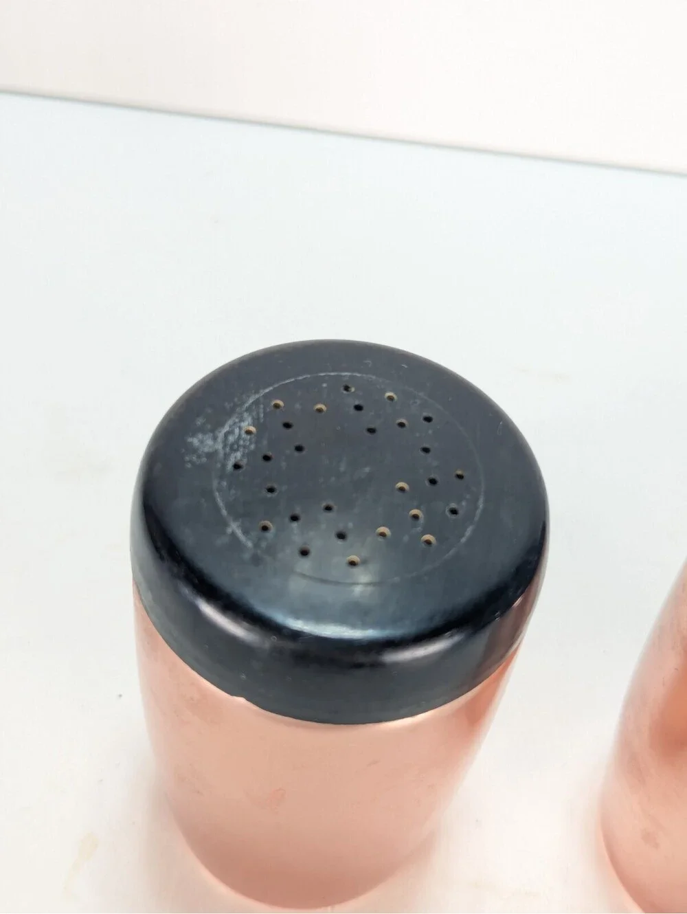 Vintage West Bend Rose Gold Aluminum Salt and Pepper Shakers Mid Century Modern